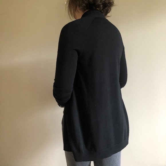 Theory lightweight black wool cardigan Petite Sm. - Picture 2 of 12